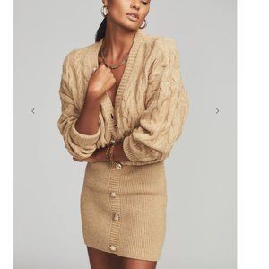 Retrofete Tala Sweater Dress Tan Cable Knit Button Detail